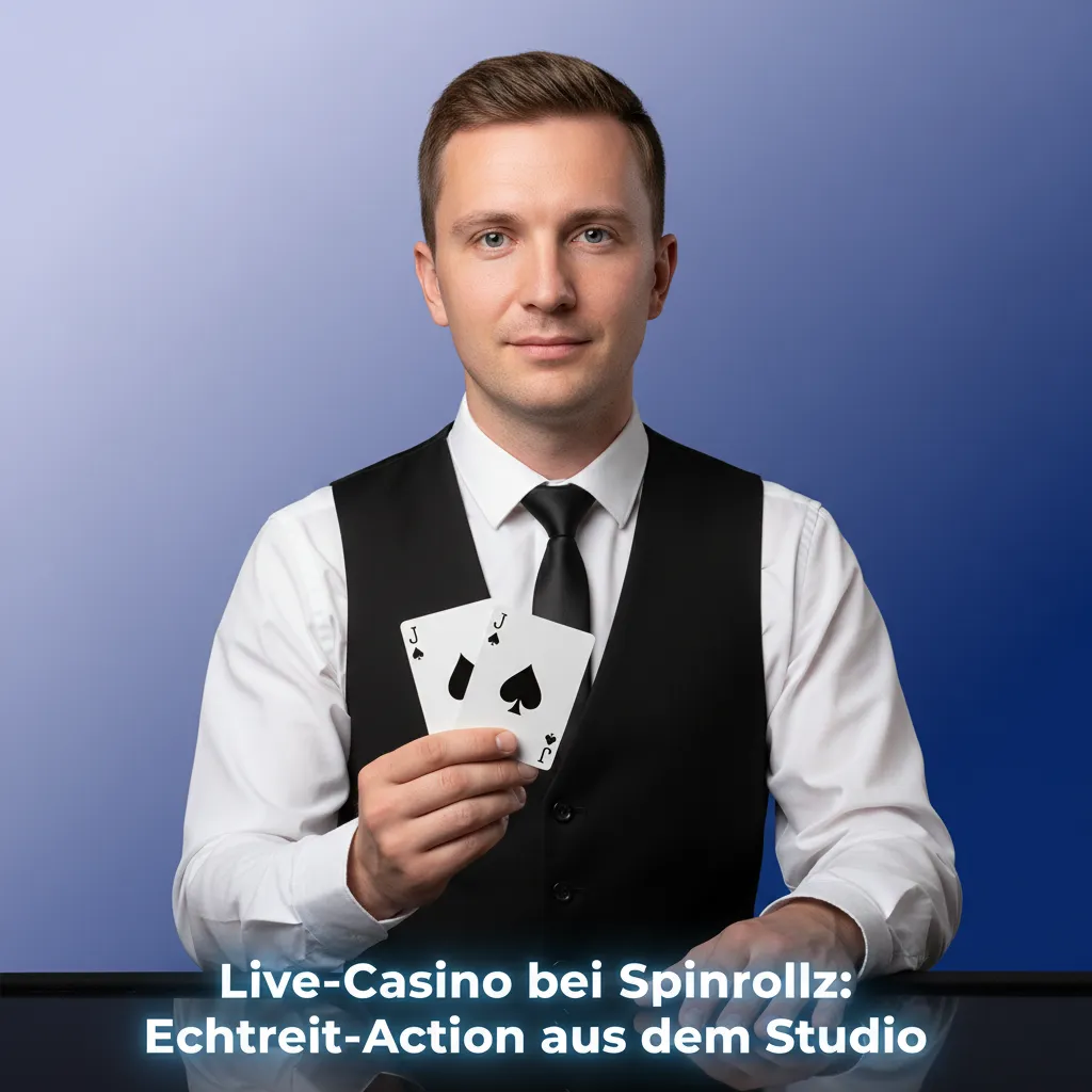 Spinrollz Live‑Casino: Dealer im HD‑Studio am Roulette‑Tisch, mit Chat; Lightning Roulette, Crazy Time, Blackjack.