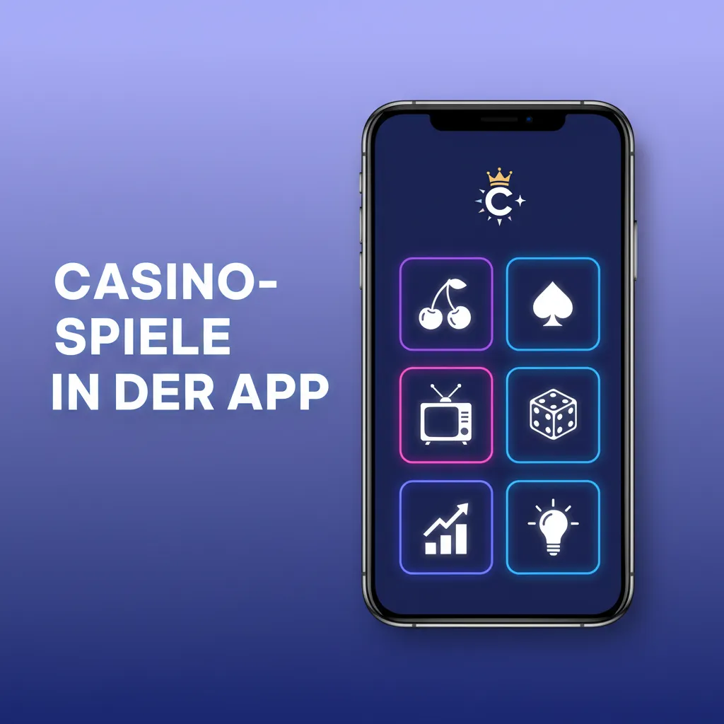 App-Bildschirm mit Casino-Spielen: Slots, Live-Tische & Game Shows von Pragmatic Play, NetEnt, Play'n GO, Evolution.
