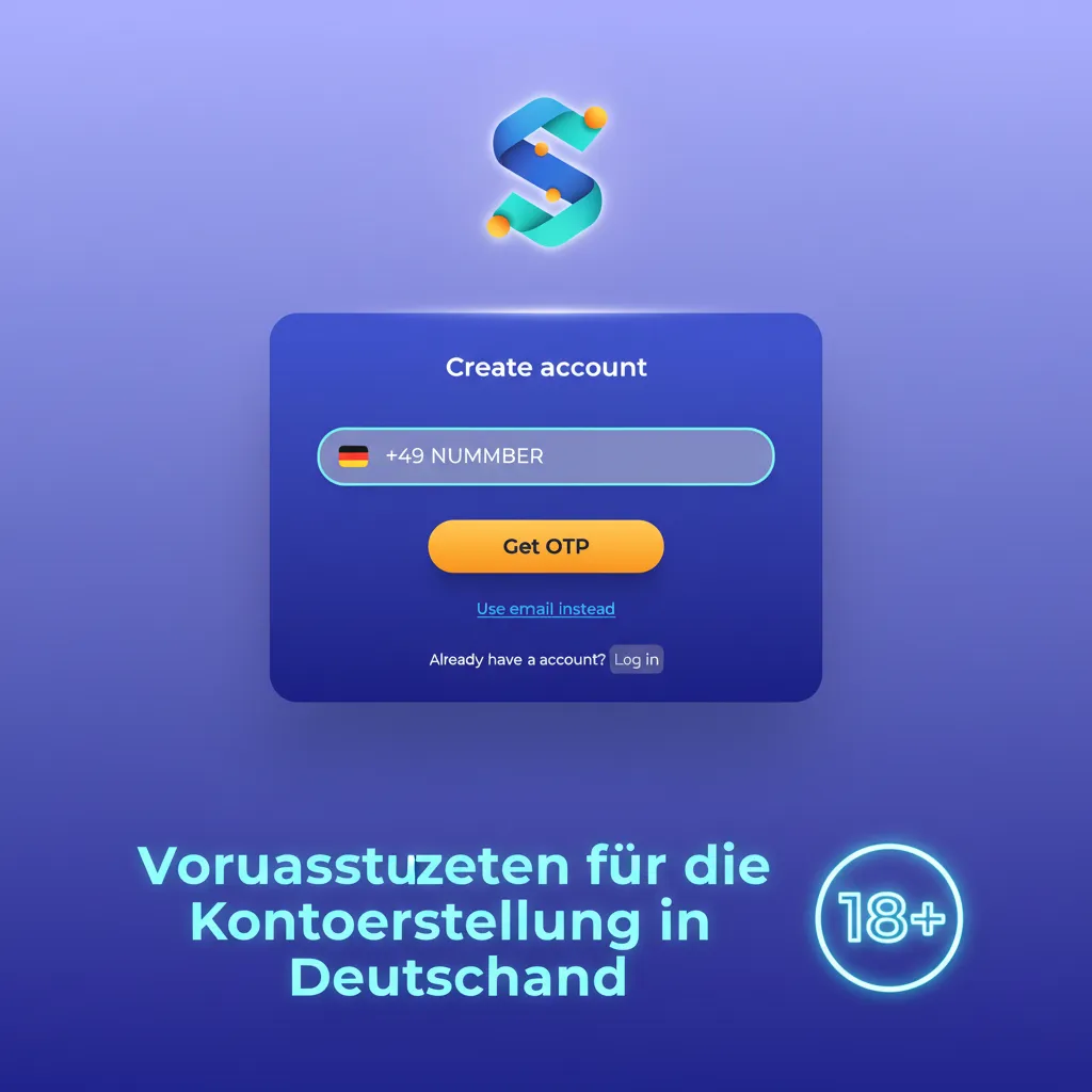 Infografik: Kontoerstellung in Deutschland - 18+, Wohnsitz DE, echte Daten, 1 Konto/Person, AGB & Datenschutz, Verifizierung