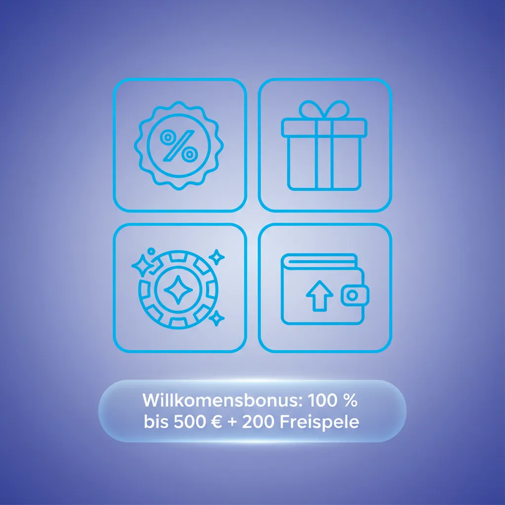 Banner mit Willkommensbonus: 100 % bis 500 € + 200 Freispiele für neue Spieler in Deutschland, Bedingungen beachten.